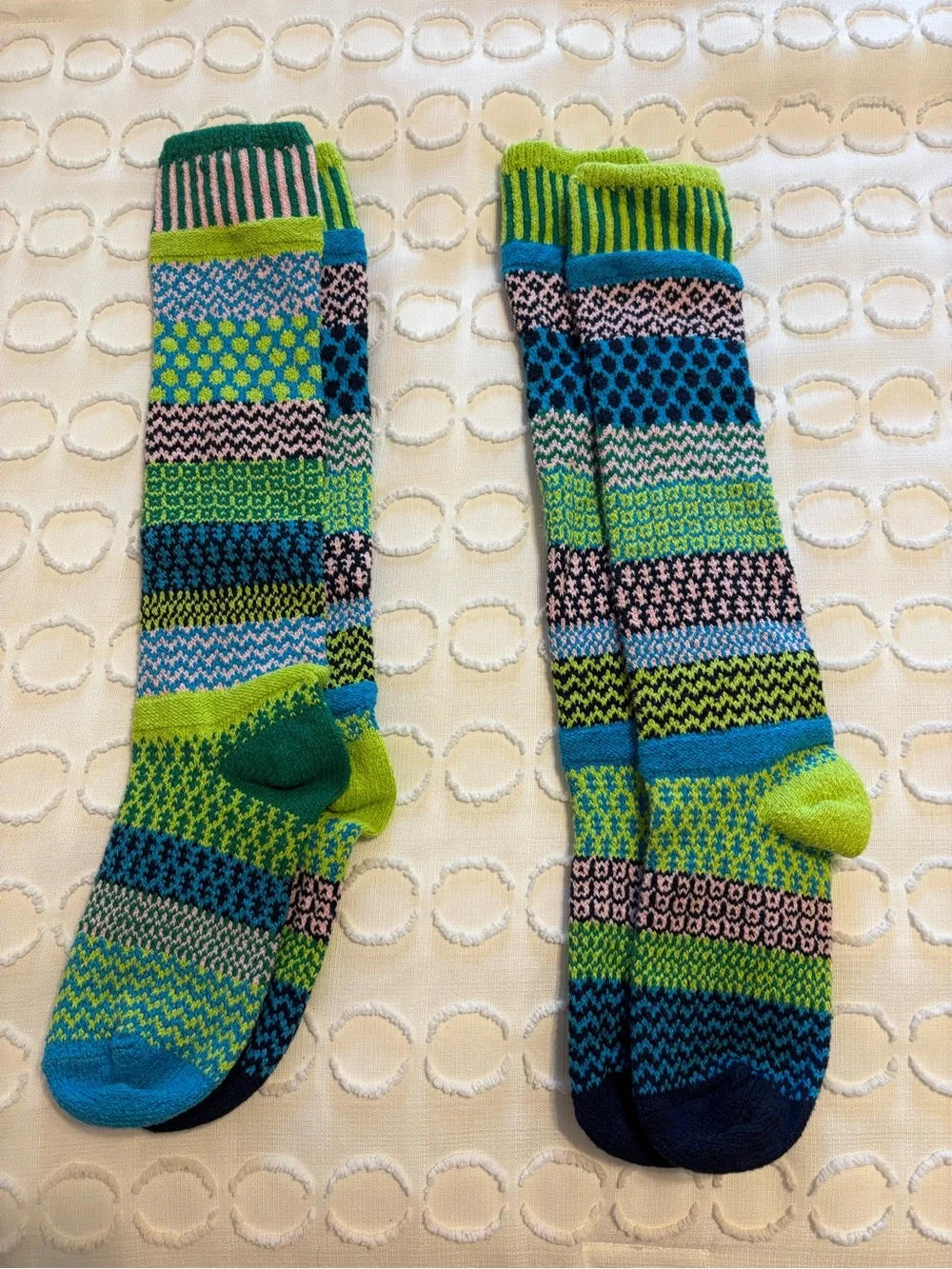 Solmate Mismatched Knee High Socks in Waterlily shoe size 6-8